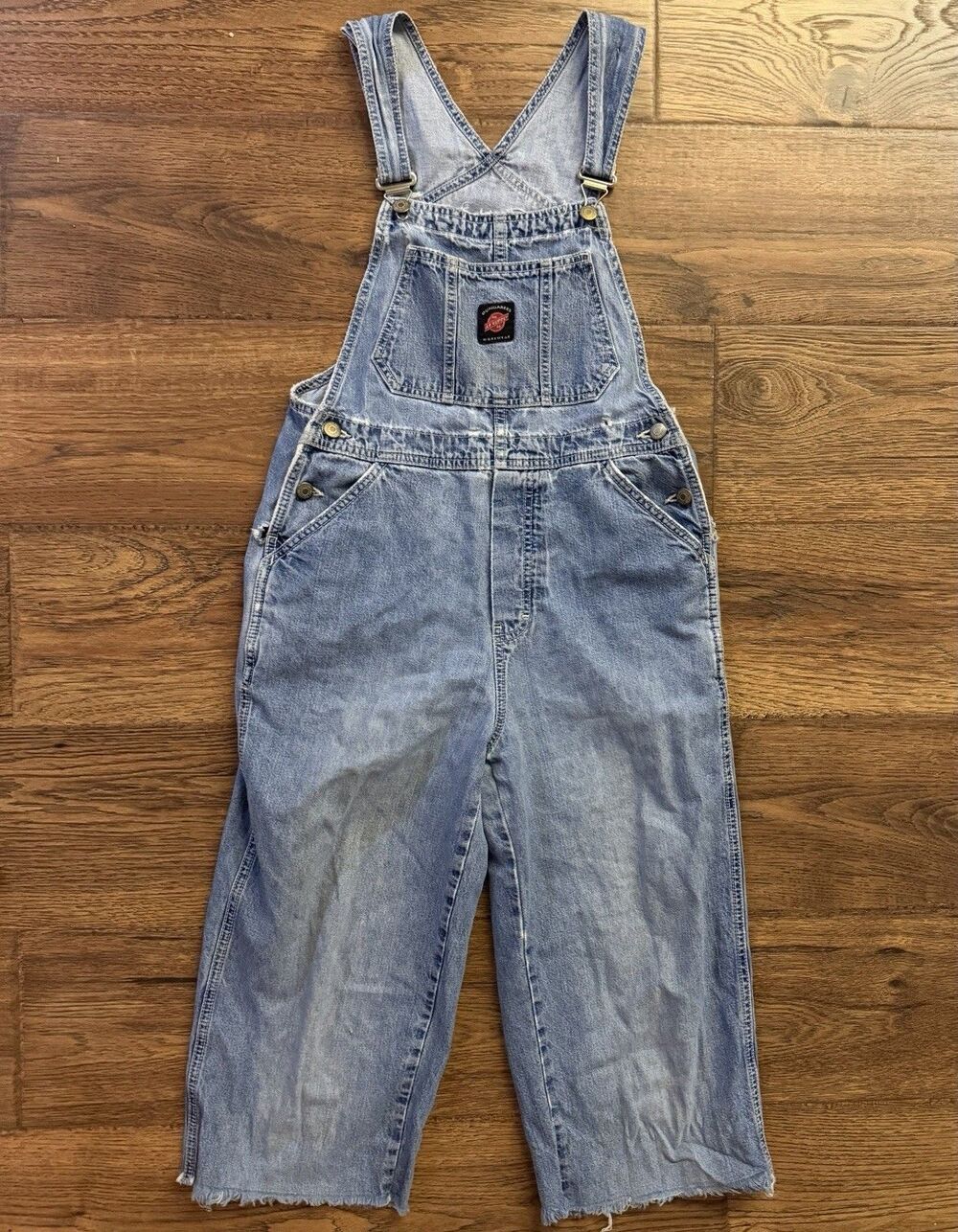 Vintage Ae Supply Co Dungarees Denim Bib Overalls Xs Usa Carpenter Cropped Raw